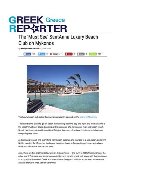 Greek Reporter | Jul 16, 2017 - The ‘Must See’ SantAnna Luxury Beach Club on Mykonos
